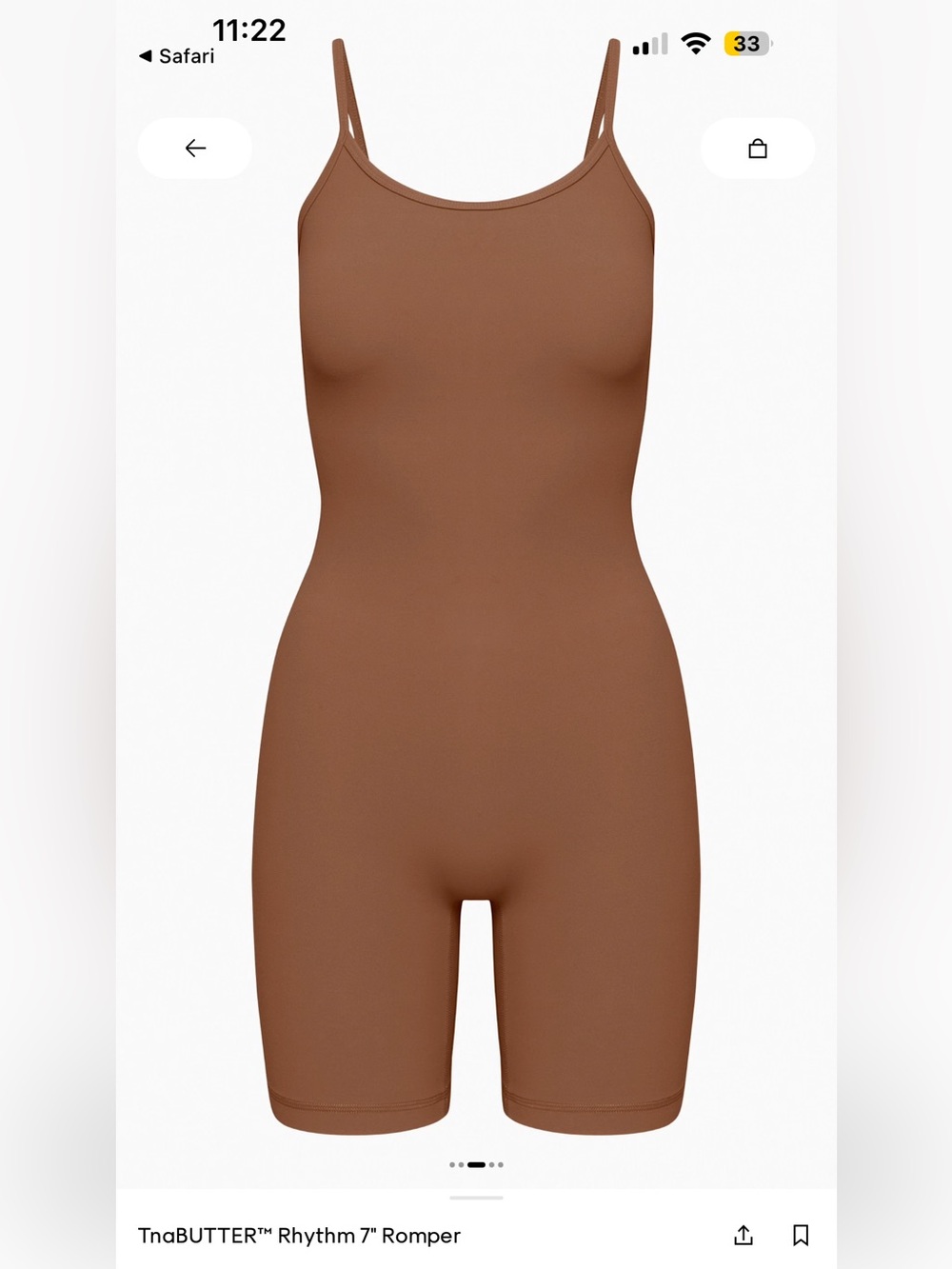 Aritzia taupe TNA Rhythm 7" Romper